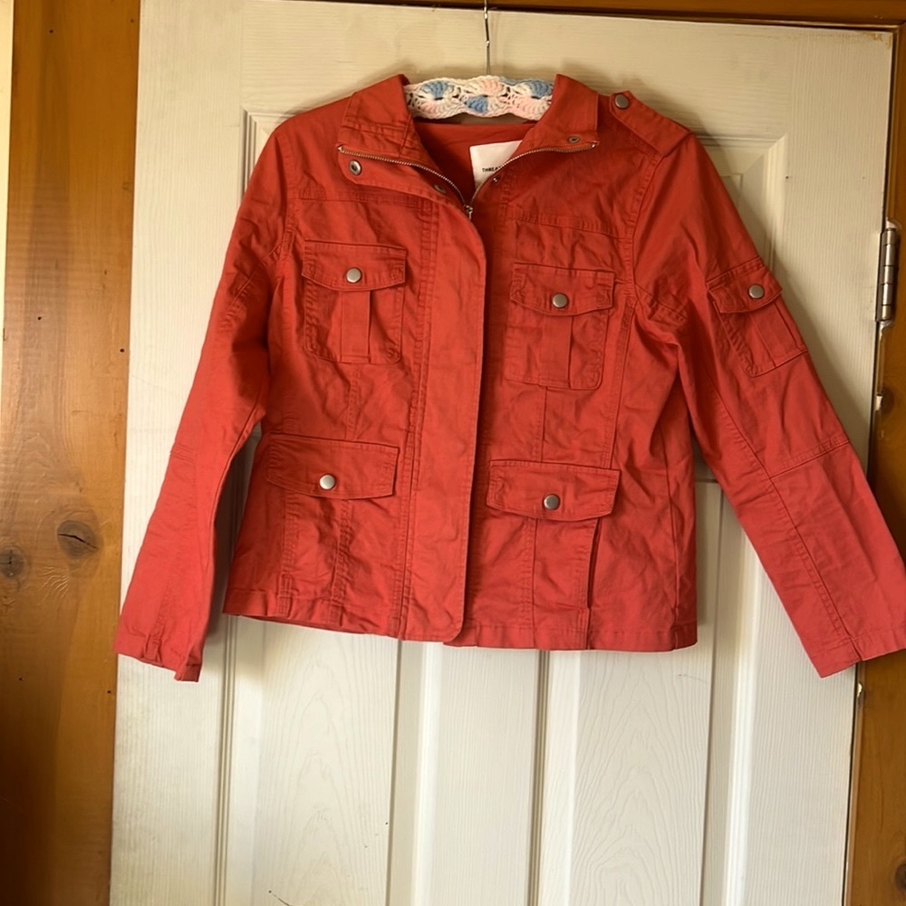 Coral zip front jacket